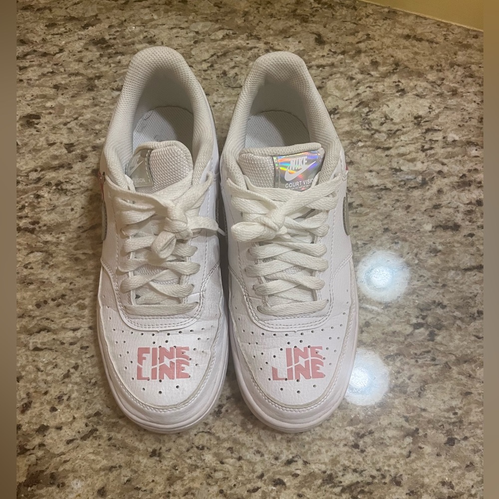 Fine line holographic Air Force ones